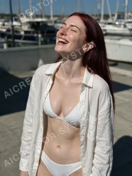 Rowan on a villa pool terrace, one of the scenes included in her set