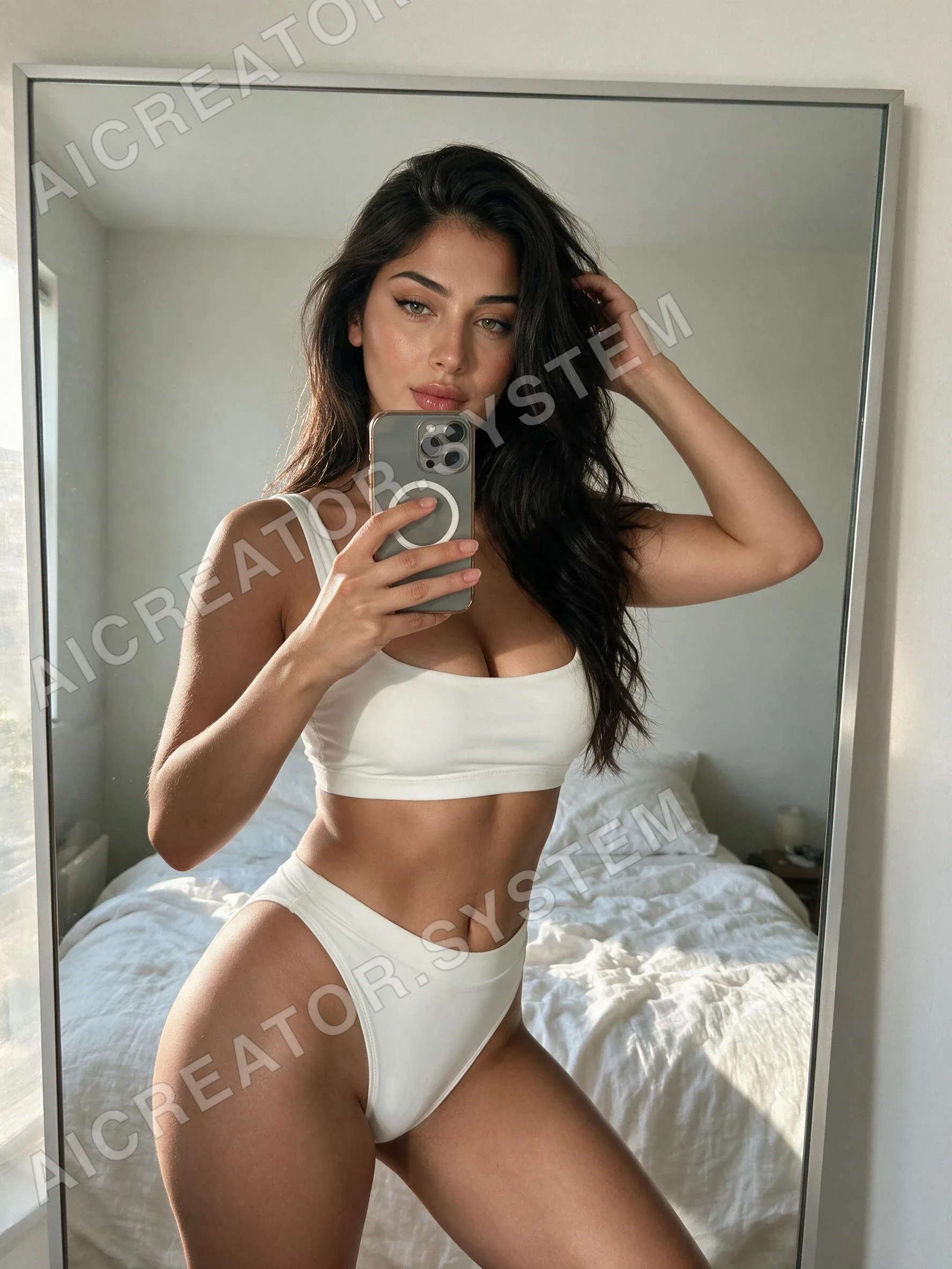Samira in a bedroom floor mirror, one of the scenes included in her set