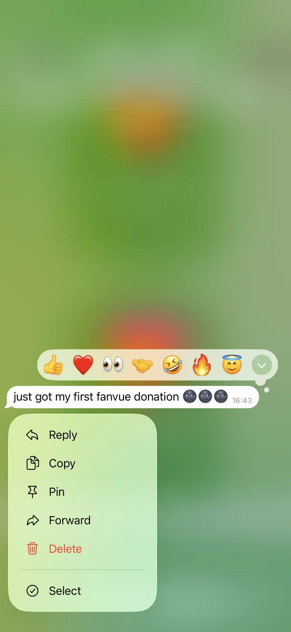 Message: first payment from an audience